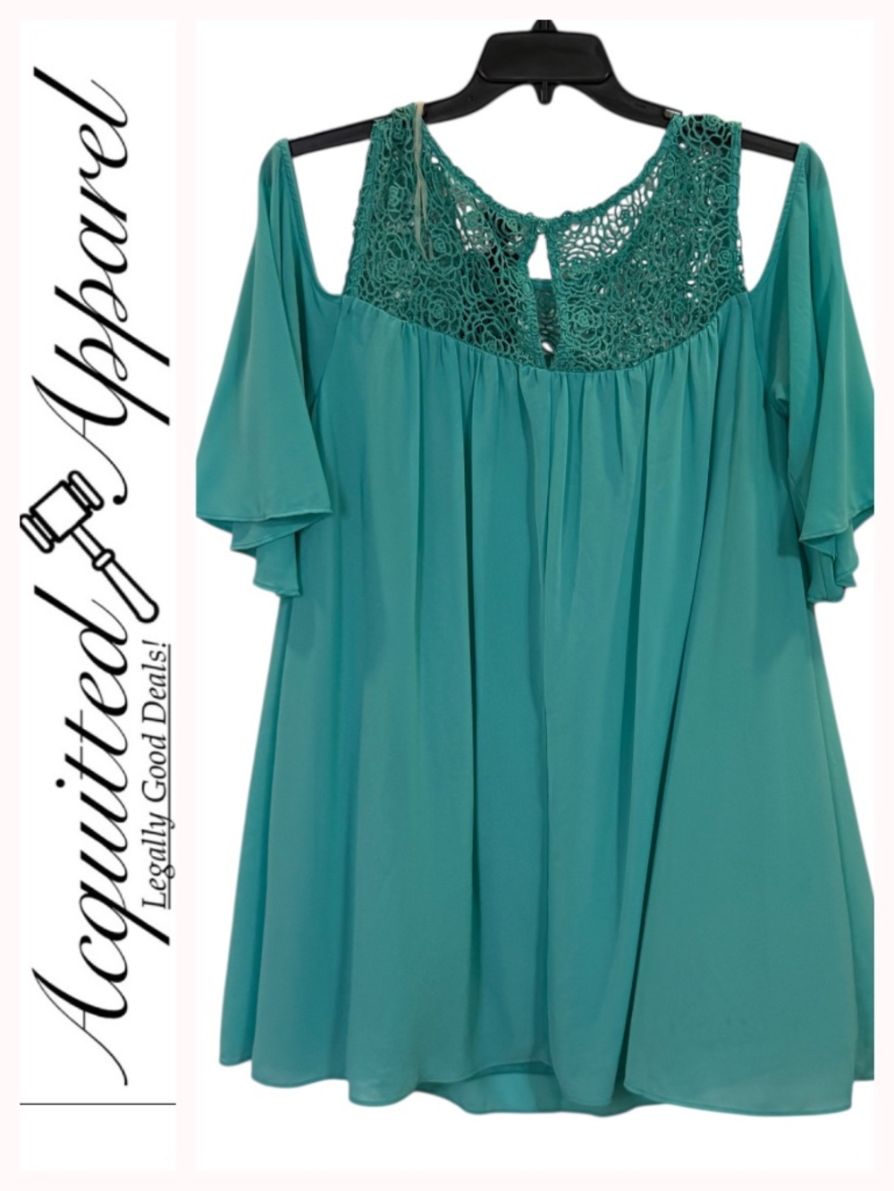 Want and Need Cold Shoulder Crochet Yoke Silky Blouse Dress